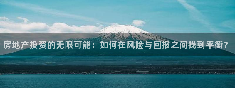 和记娱乐 怡情搏娱官网：房地产投资的无限可能：如何在风险与回